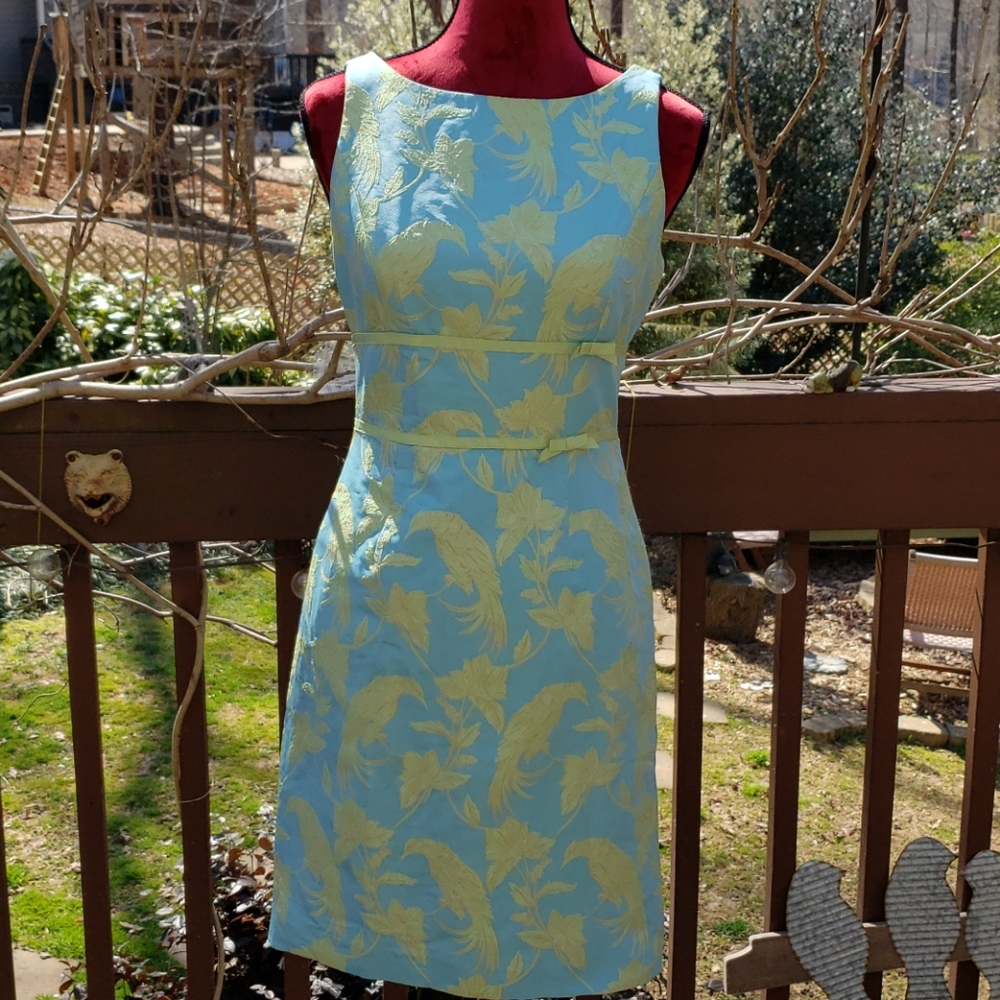 Carmen Marc Valvo Blue&Green Sheath Size 4